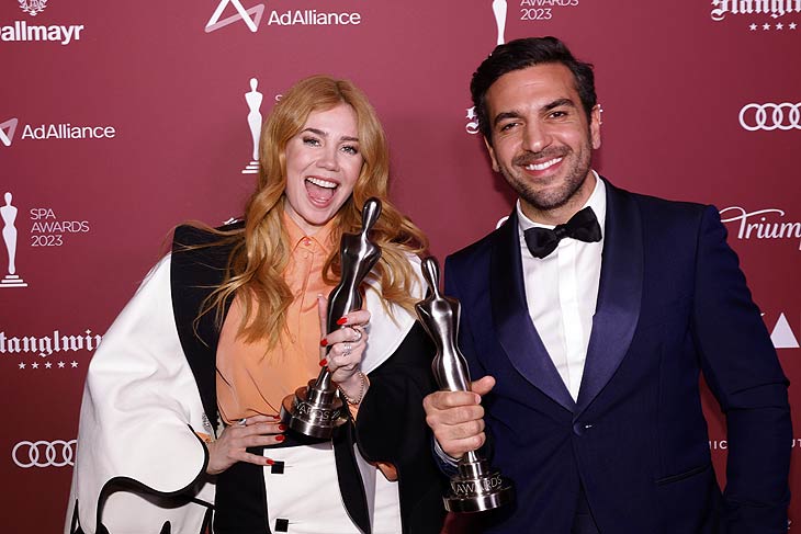 Palina Rojinski und Elyas M`Barek  bei den 26. SPA AWARDS by Ad Alliance beim Stanglwirt am 25.03.2023 in Going am Wilden Kaiser  (©Foto: Franziska Krug für Ad Alliance)